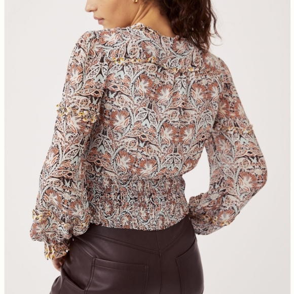 Anthropologie Printed Ruffle Blouse~Medium - Picture 3 of 15